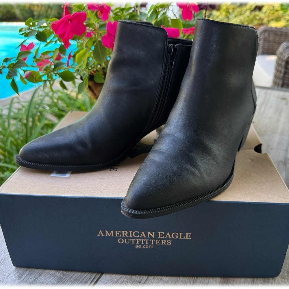 American Eagle Outfitters Classic Black Ankle Boots Faux Leather